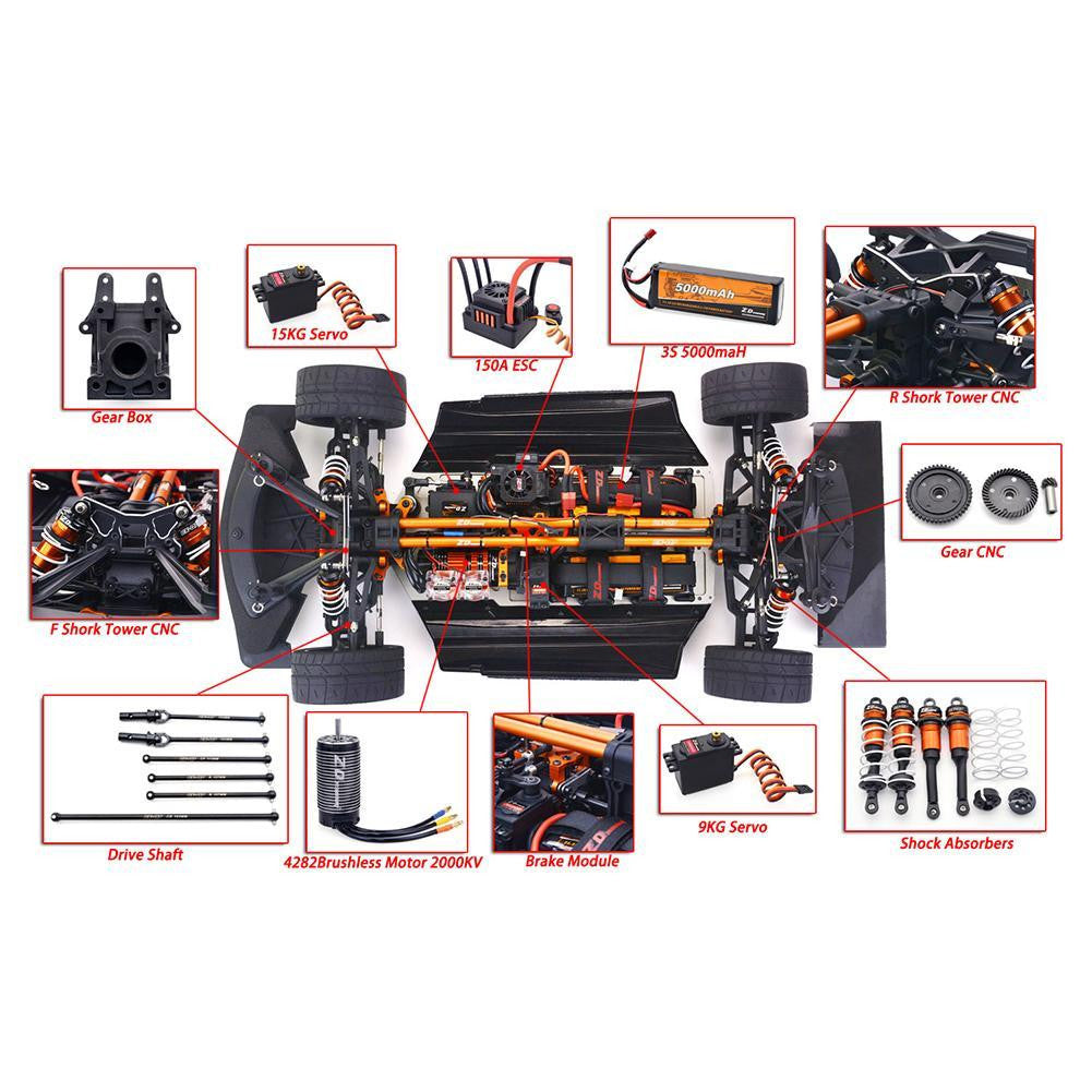 ZD Racing EX07 1/7 High-Speed 130km/h 4WD Drift RC Car | bometoys