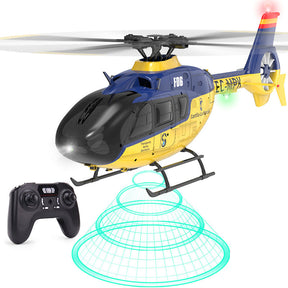 YXZNRC F06 EC135 2.4G 6CH RC Helicopter RTF Direct Drive Dual Brushless One Key 3D Roll Flybarless 1:36 Scale Helicopter toy