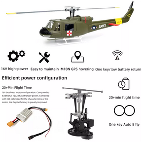 FLYWING UH Huey Helicopter V4 Upgrade Version 450L Class 6CH Brushless GPS Stabilized Altitude Hold RC Helicopter H1 Flight Controller