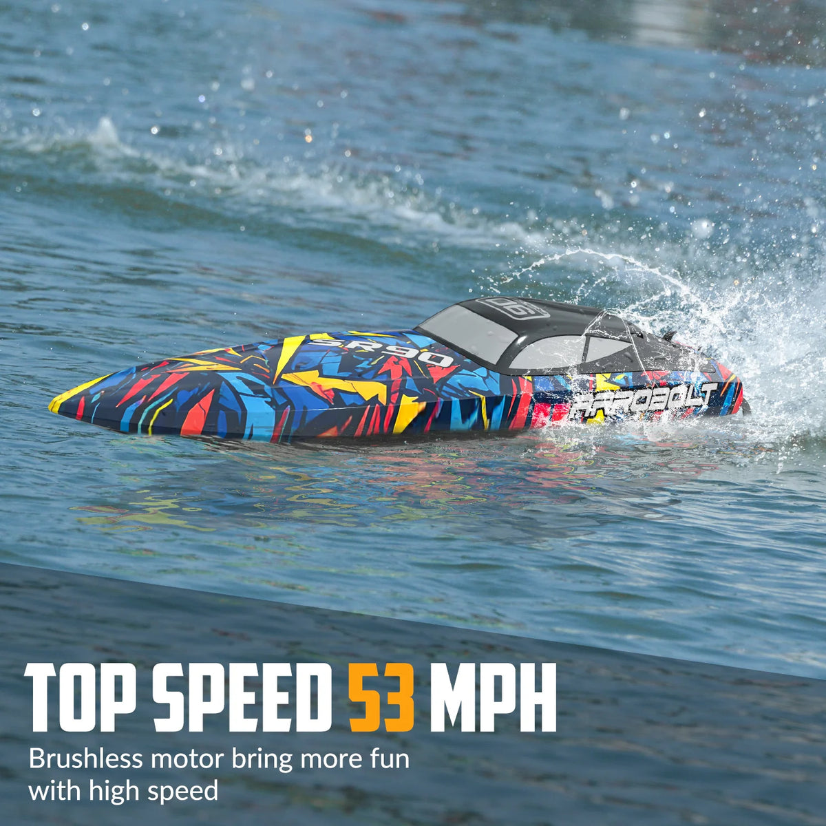 Volantexrc 798-5 SR90 RC Boat 70km/h 2.4G Brushless Water Cooling Ship Capsize Reset Fast High Speed Waterproof Speedboat Toys