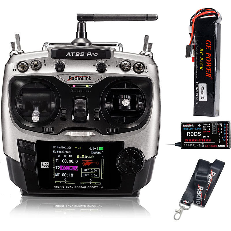 Radiolink AT9S Pro 12CH 2.4G Radio Transmitter R9DS Receiver Support Crossfire Protocol for for Airplane/Jet/FPV Racing Drone/Quad/RC Truck Car/Boat