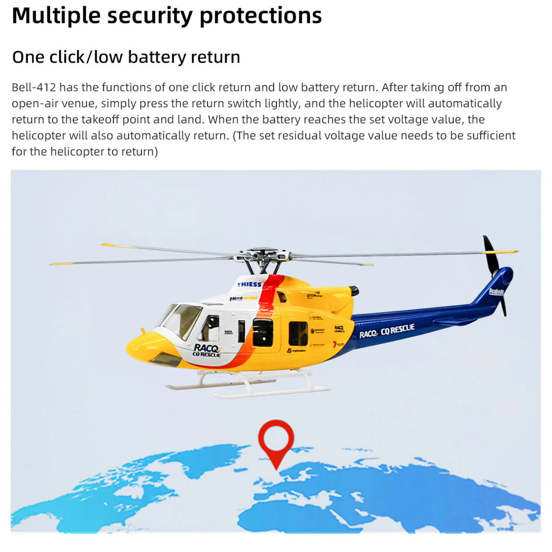 FLYWING Bell 412 470L V4 Military Rescue RC Helicopter Upgraded ACE flight control System RTF Helicopter