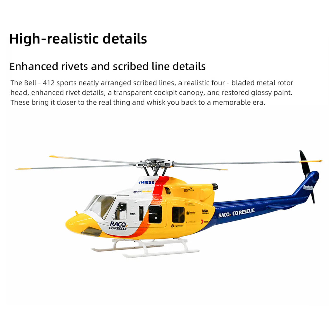 FLYWING Bell 412 470L V4 Military Rescue RC Helicopter Upgraded ACE flight control System RTF Helicopter