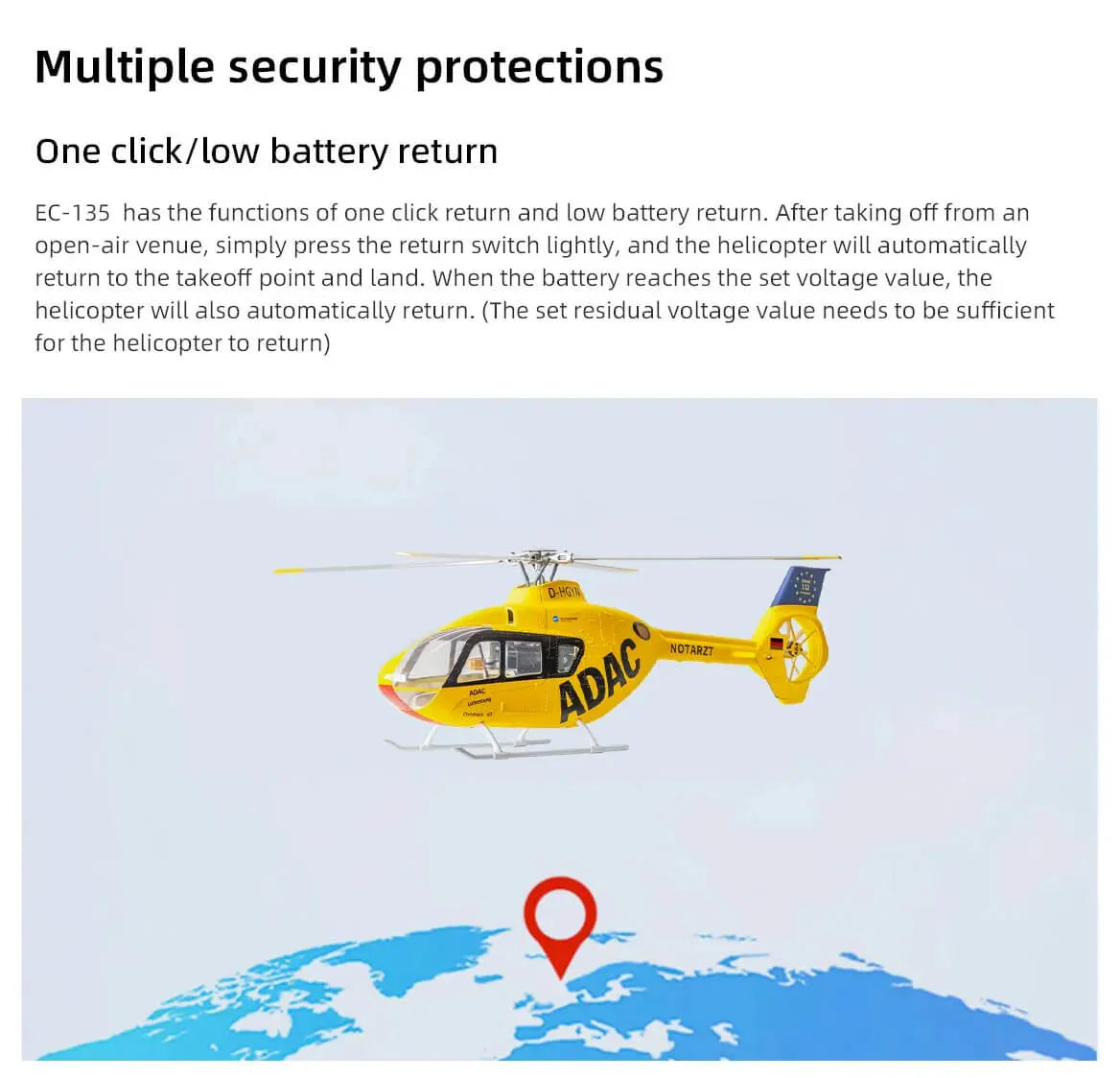 FLYWING EC135 470L RC Helicopter 6CH GPS Upgraded ACE flight control System 4 Blade Rotor RTF Helicopter