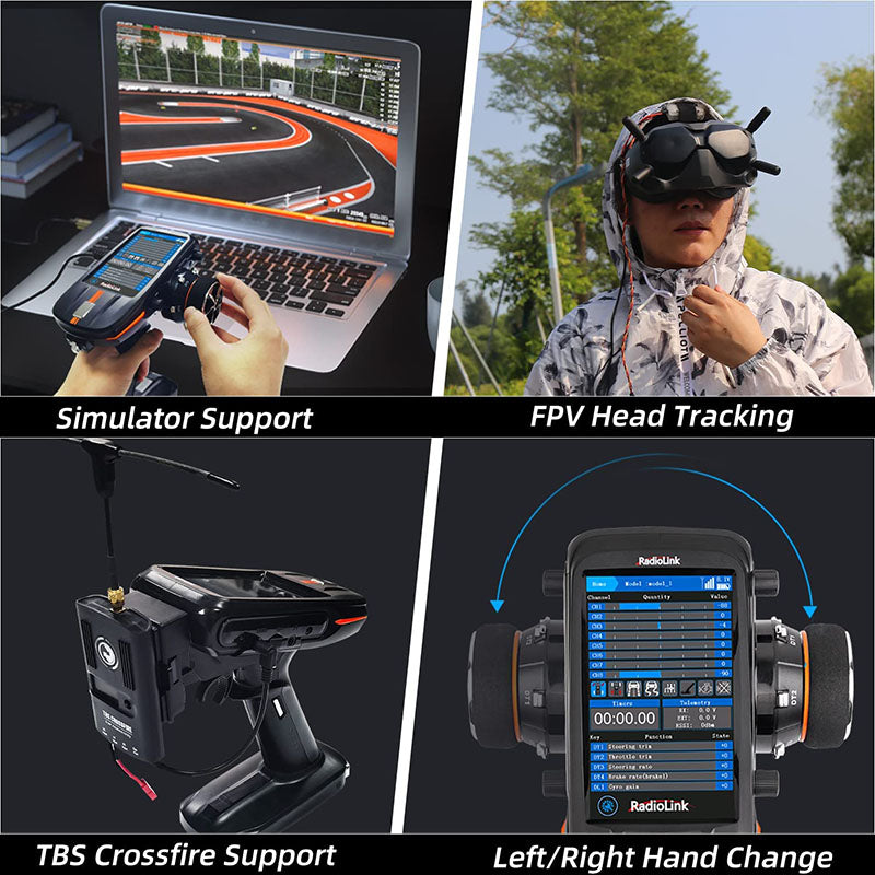 Radiolink RC8X 2.4GHz 8CH 4.3-Inch Full Colour Touch Screen LCD Radio Transmitter International Version With R8GF Receiver for RC Car Boat Robot