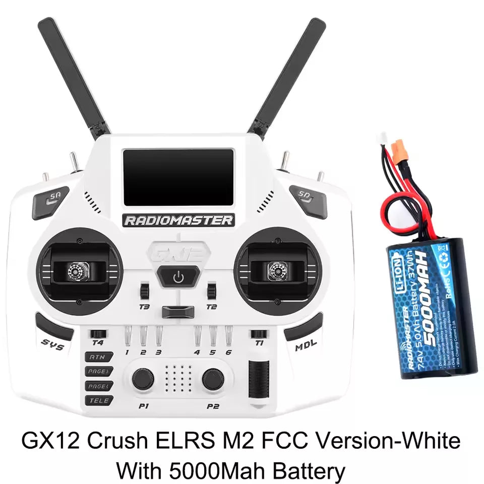 Radiomaster GX12 Crush 1000HZ 3D Digital CNC Hall Gimbal Dual Band Antenna Gemini XROSSBAND EXpressLRS Radio Controller