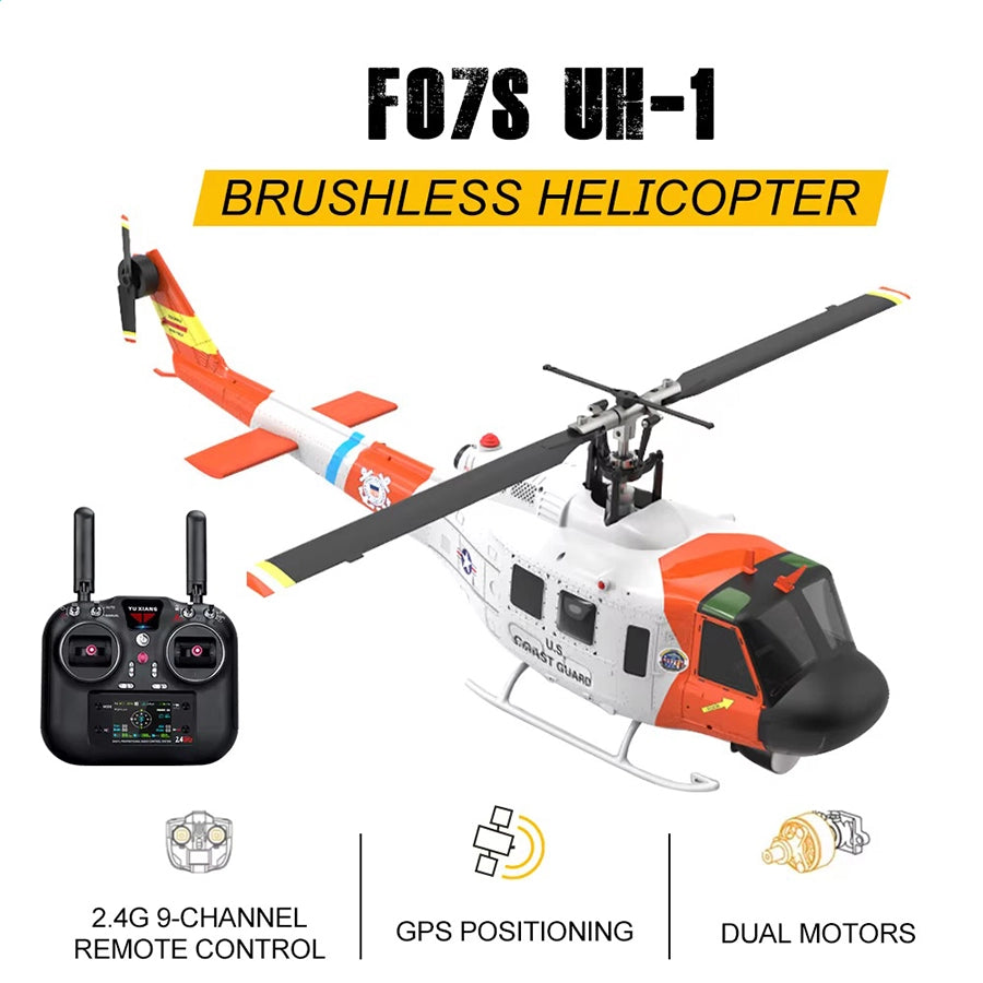 YUXIANG F07H Huey UH-1D RC Helicopter NAVY Rescue Scale GPS Optical Flow Positioning Intelligent Altitude Hold Helicopter