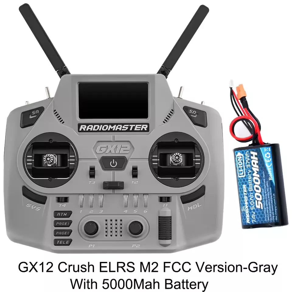 Radiomaster GX12 Crush 1000HZ 3D Digital CNC Hall Gimbal Dual Band Antenna Gemini XROSSBAND EXpressLRS Radio Controller