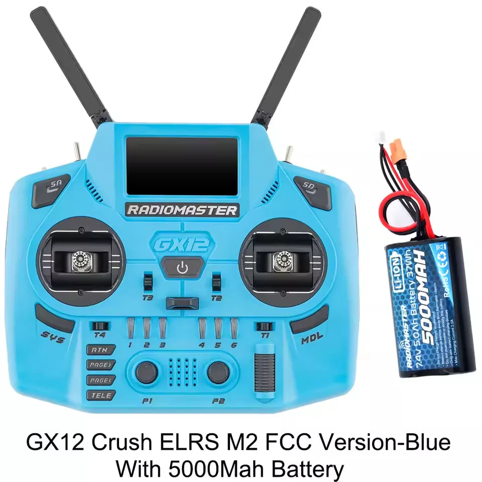 Radiomaster GX12 Crush 1000HZ 3D Digital CNC Hall Gimbal Dual Band Antenna Gemini XROSSBAND EXpressLRS Radio Controller