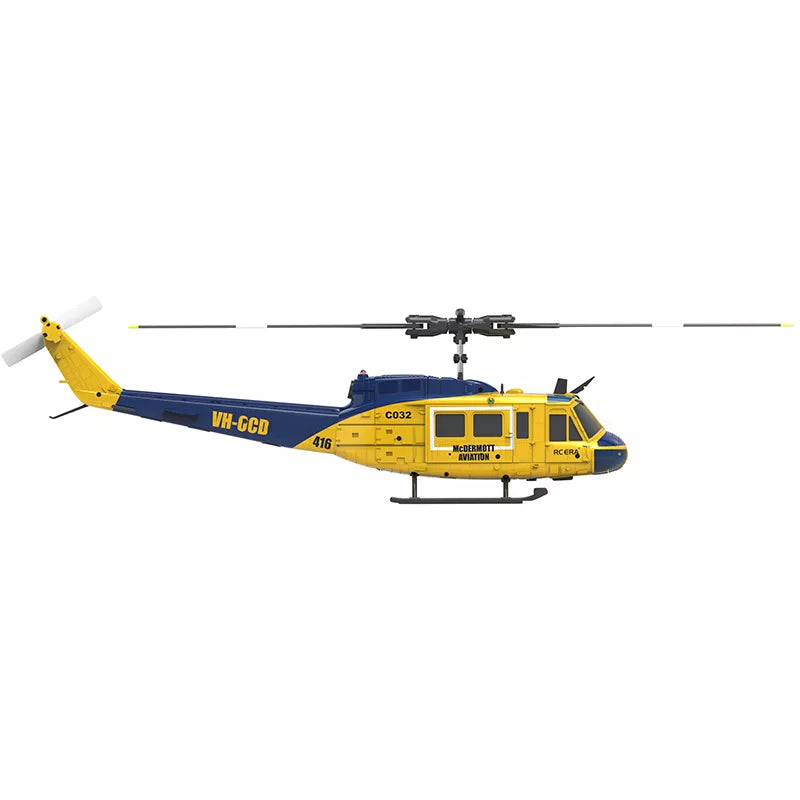 RCERA C032 UH-1 RC Helicopter 6CH 1/48 6-axis Gyro Barometer Altitude Determination Optical Flow Positioning TOF Laser Radar Aerobatic Helicopter