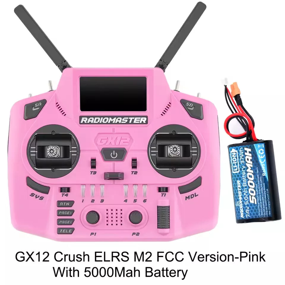 Radiomaster GX12 Crush 1000HZ 3D Digital CNC Hall Gimbal Dual Band Antenna Gemini XROSSBAND EXpressLRS Radio Controller