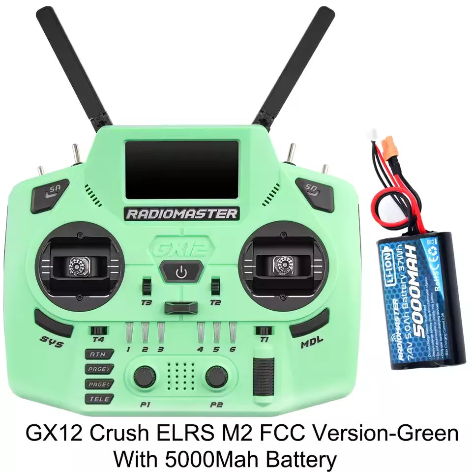 Radiomaster GX12 Crush 1000HZ 3D Digital CNC Hall Gimbal Dual Band Antenna Gemini XROSSBAND EXpressLRS Radio Controller