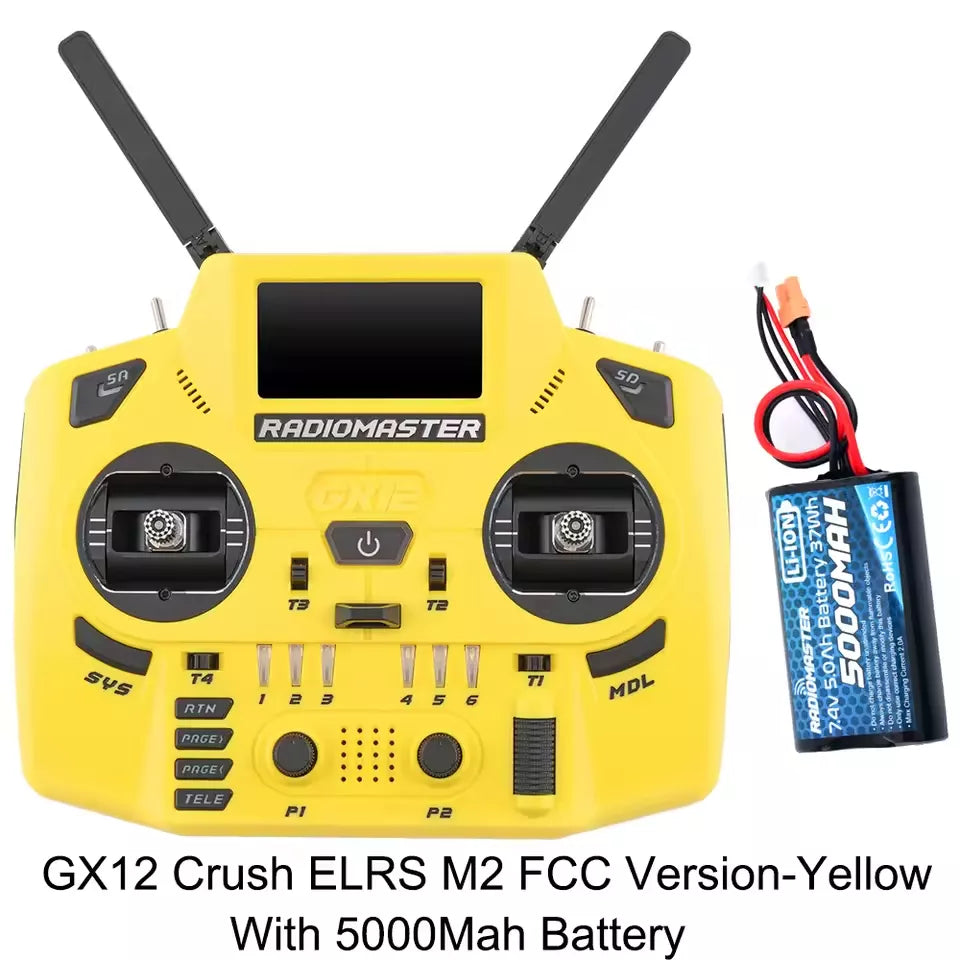 Radiomaster GX12 Crush 1000HZ 3D Digital CNC Hall Gimbal Dual Band Antenna Gemini XROSSBAND EXpressLRS Radio Controller