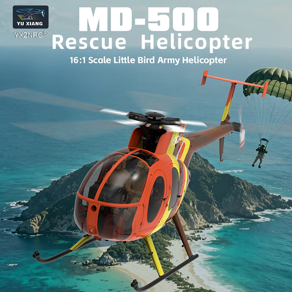 YUXIANG F118S MH-6 MD500 Little Bird 250-Class 1/16 Scale FPV 5-Blade Flybarless GPS RTF RC Military Helicopter