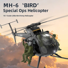 YUXIANG F118S MH-6 MD500 Little Bird 250-Class 1/16 Scale FPV 5-Blade Flybarless GPS RTF RC Military Helicopter