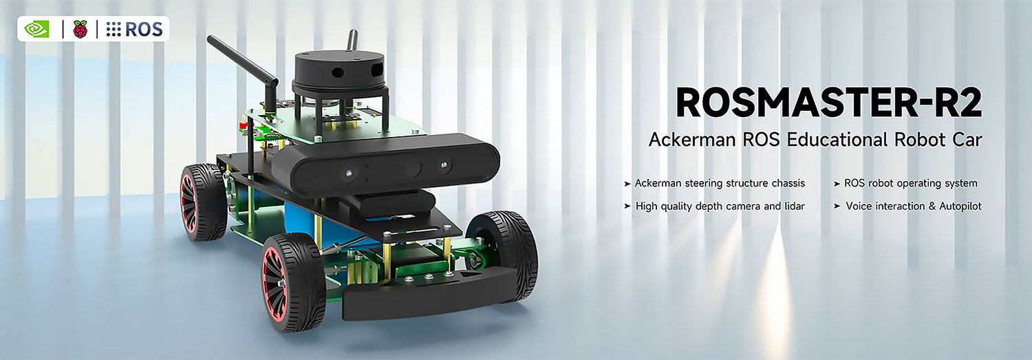 ROSMASTER R2 ROS2 STEM Education Python Programming Robot with Ackermann structure for Jetson NANO 4GB/Orin NANO/Orin NX/RPi 4B