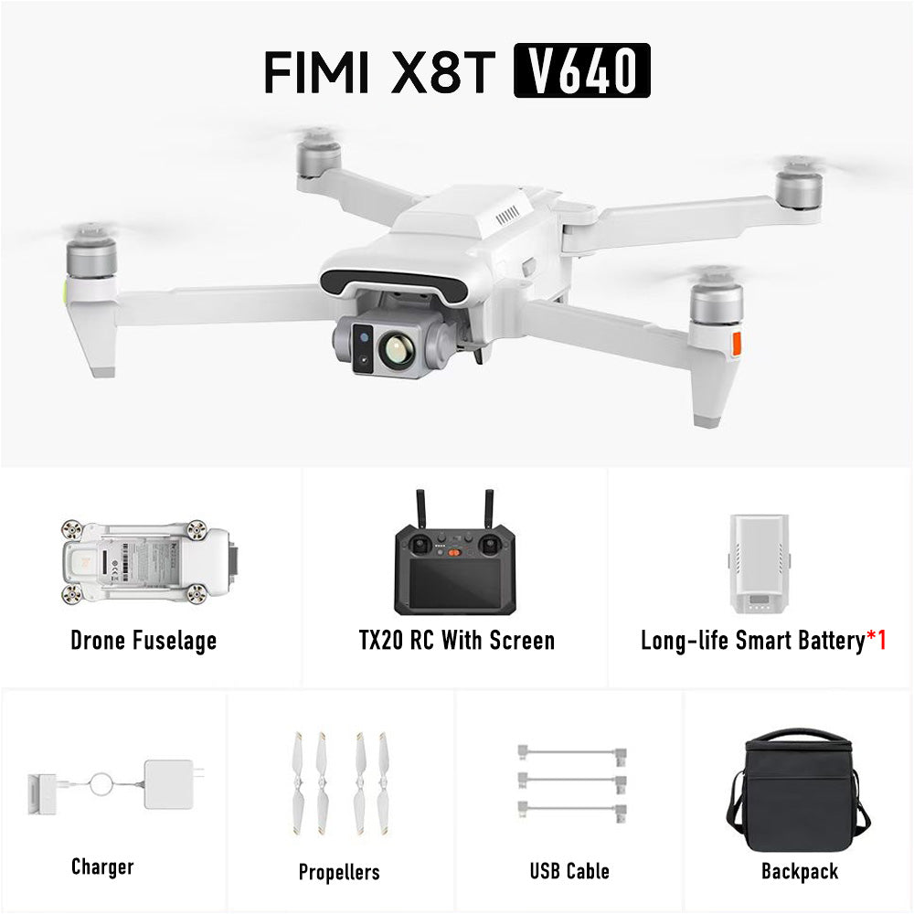 FIMI X8T 4K Drone Lnfrared Thermal Imaging 3-Camera gimbal system RokLink 5.0 20KM Transmission GPS Quadcopter