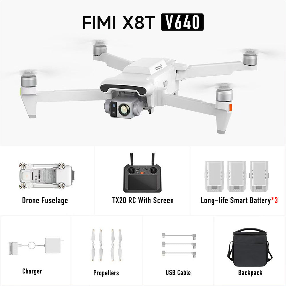 FIMI X8T 4K Drone Lnfrared Thermal Imaging 3-Camera gimbal system RokLink 5.0 20KM Transmission GPS Quadcopter