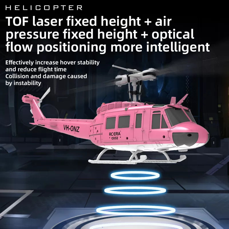 RCERA C032 UH-1 RC Helicopter 6CH 1/48 6-axis Gyro Barometer Altitude Determination Optical Flow Positioning TOF Laser Radar Aerobatic Helicopter