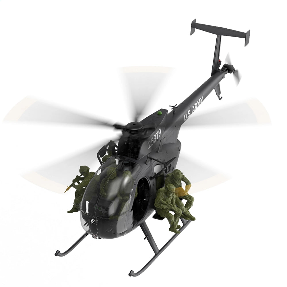 YUXIANG F118S MH-6 MD500 Little Bird 250-Class 1/16 Scale FPV 5-Blade Flybarless GPS RTF RC Military Helicopter