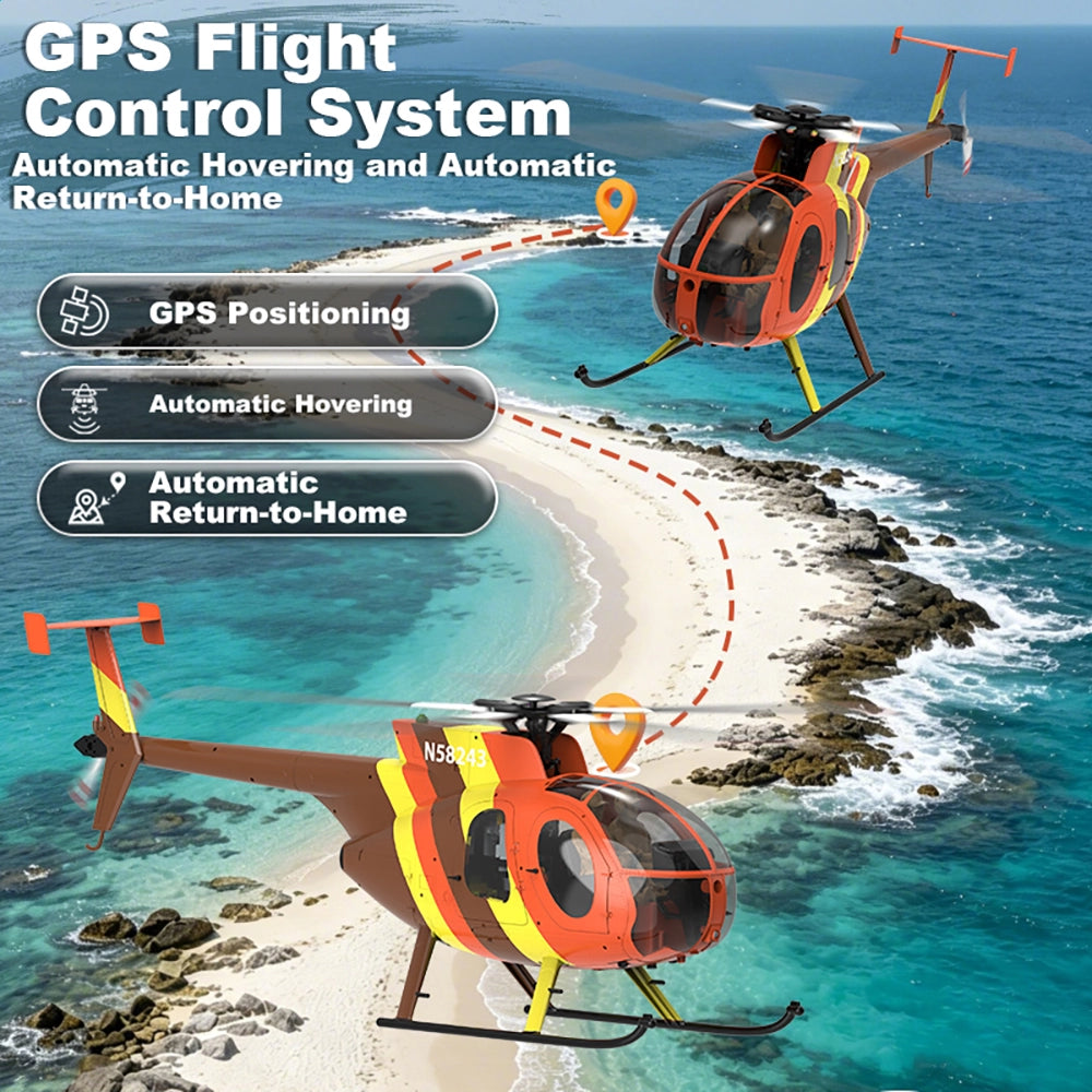 YUXIANG F118S MH-6 MD500 Little Bird 250-Class 1/16 Scale FPV 5-Blade Flybarless GPS RTF RC Military Helicopter