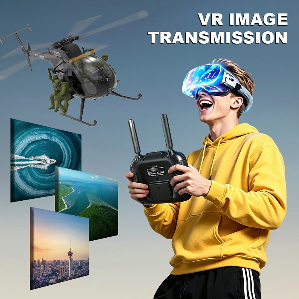 YUXIANG F118S MH-6 MD500 Little Bird 250-Class 1/16 Scale FPV 5-Blade Flybarless GPS RTF RC Military Helicopter