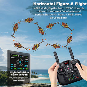 YUXIANG F118S MH-6 MD500 Little Bird 250-Class 1/16 Scale FPV 5-Blade Flybarless GPS RTF RC Military Helicopter