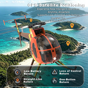 YUXIANG F118S MH-6 MD500 Little Bird 250-Class 1/16 Scale FPV 5-Blade Flybarless GPS RTF RC Military Helicopter