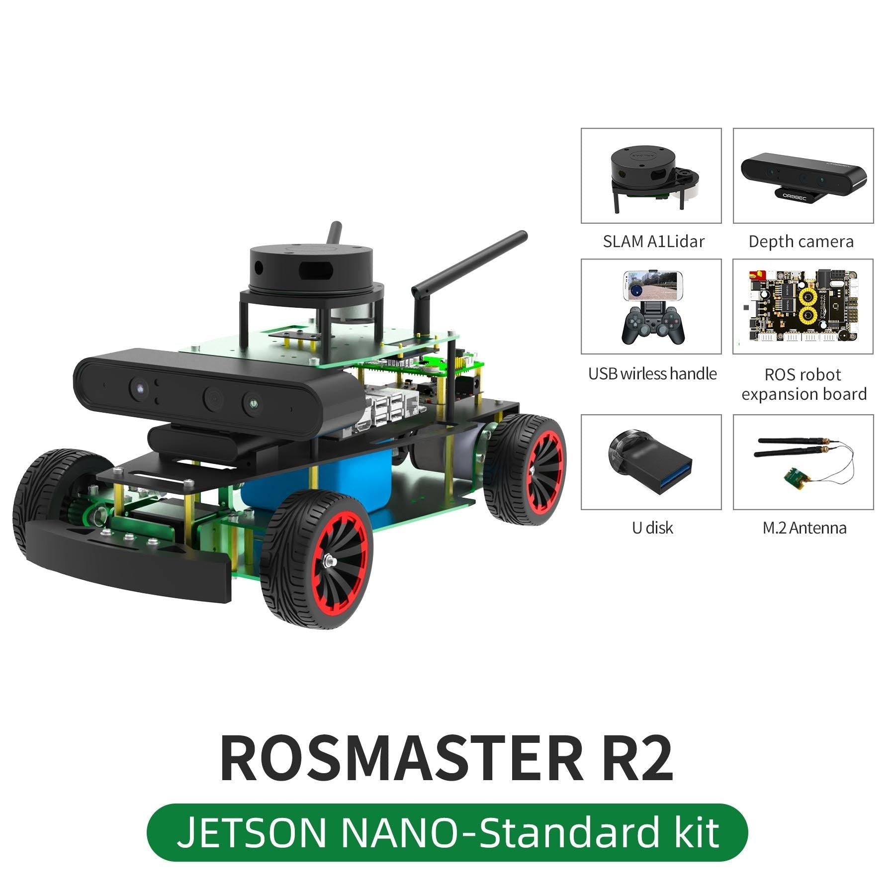 ROSMASTER R2 ROS2 STEM Education Python Programming Robot with Ackermann structure for Jetson NANO 4GB/Orin NANO/Orin NX/RPi 4B(Max Speed:1.8m/s)