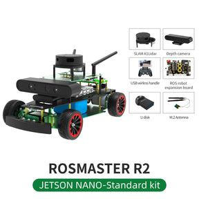 ROSMASTER R2 ROS2 STEM Education Python Programming Robot with Ackermann structure for Jetson NANO 4GB/Orin NANO/Orin NX/RPi 4B(Max Speed:1.8m/s)