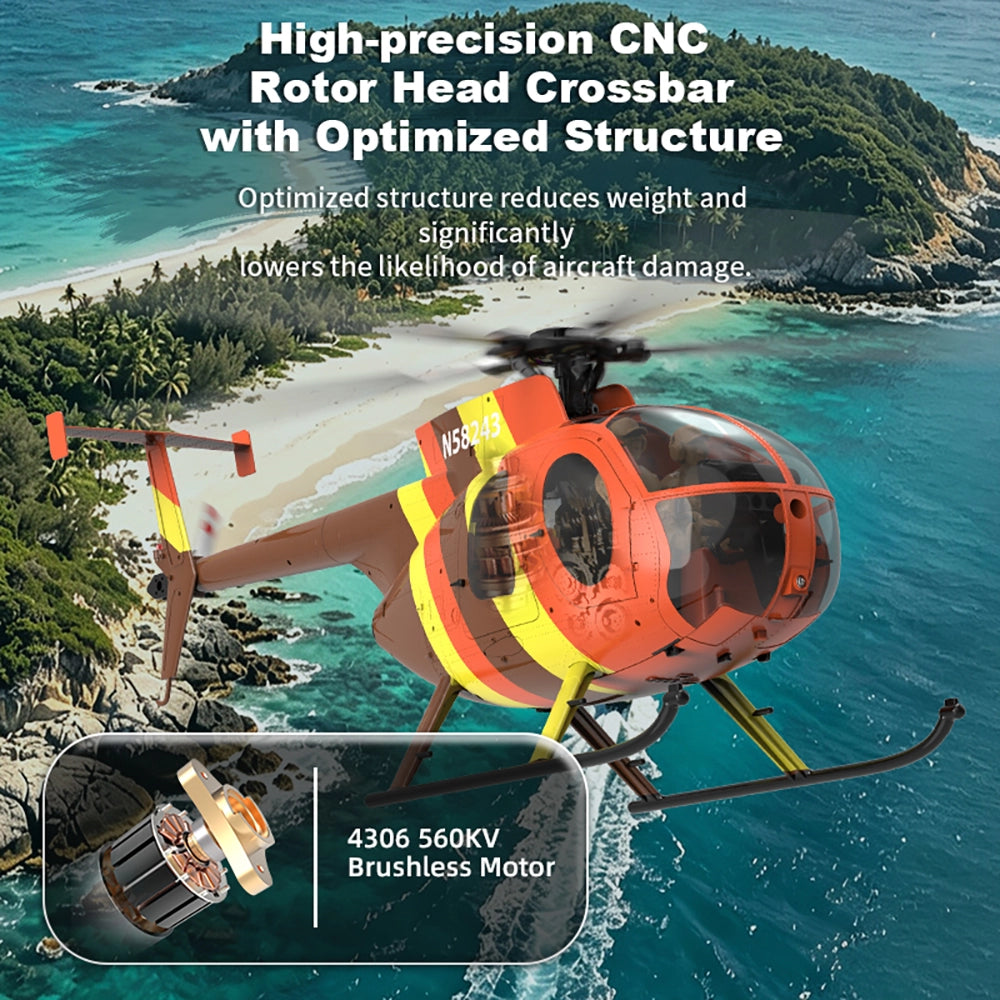 YUXIANG F118S MH-6 MD500 Little Bird 250-Class 1/16 Scale FPV 5-Blade Flybarless GPS RTF RC Military Helicopter