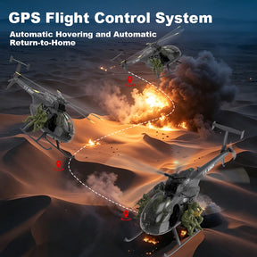 YUXIANG F118S MH-6 MD500 Little Bird 250-Class 1/16 Scale FPV 5-Blade Flybarless GPS RTF RC Military Helicopter