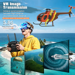 YUXIANG F118S MH-6 MD500 Little Bird 250-Class 1/16 Scale FPV 5-Blade Flybarless GPS RTF RC Military Helicopter
