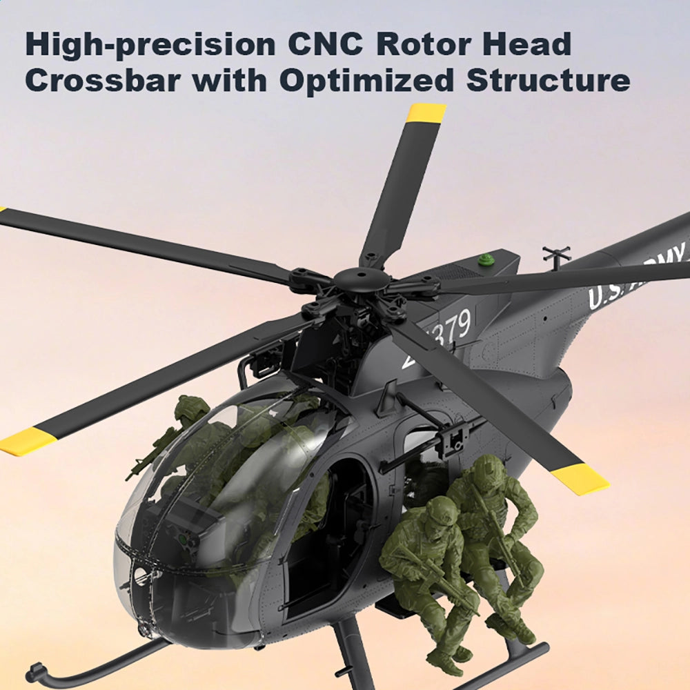 YUXIANG F118S MH-6 MD500 Little Bird 250-Class 1/16 Scale FPV 5-Blade Flybarless GPS RTF RC Military Helicopter