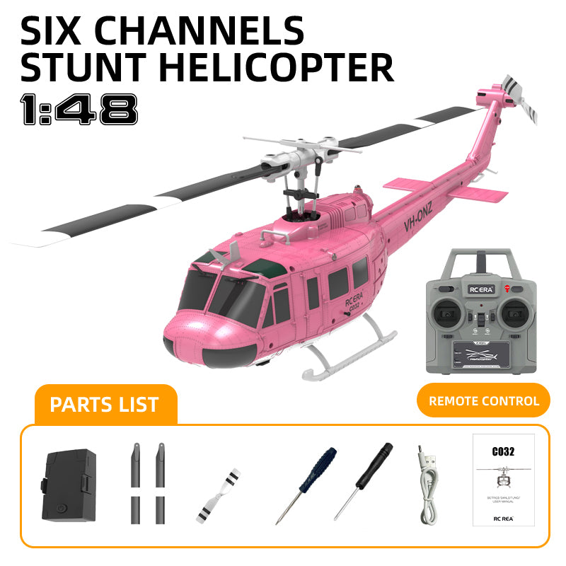 RCERA C032 UH-1 RC Helicopter 6CH 1/48 6-axis Gyro Barometer Altitude Determination Optical Flow Positioning TOF Laser Radar Aerobatic Helicopter