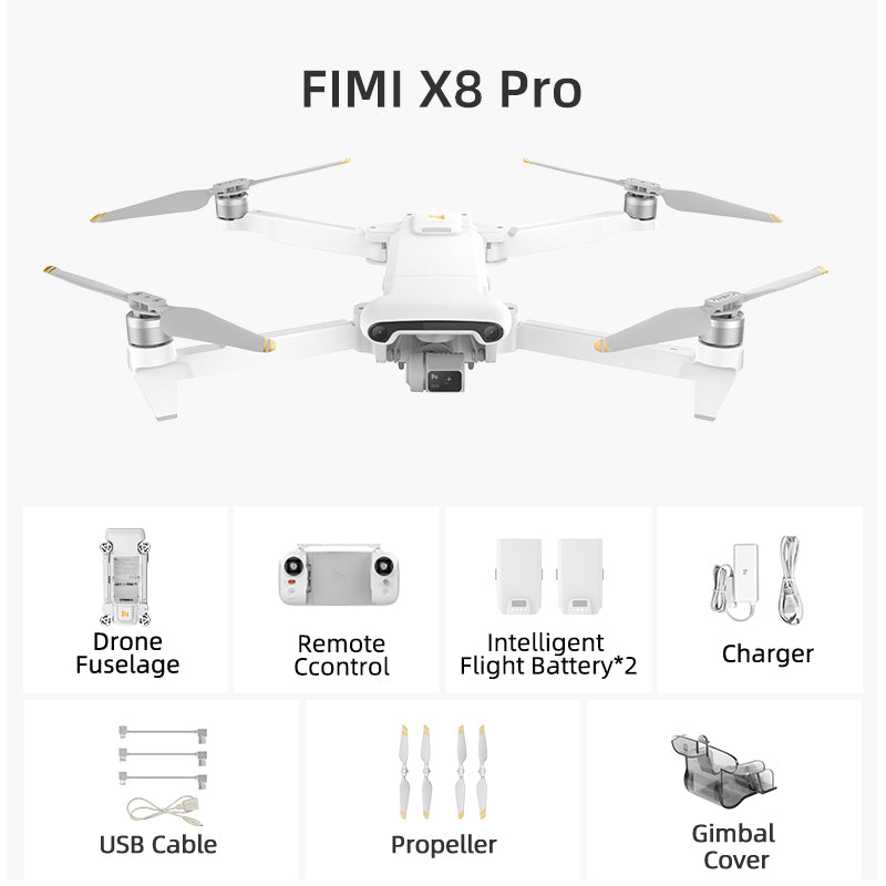 FIMI X8 PRO 4K Drone Profesional GPS 15KM 1/1.3-inch CMOS 3-Axis Gimbal Tri-Directional Obstacle Avoidance RC Quadcopter