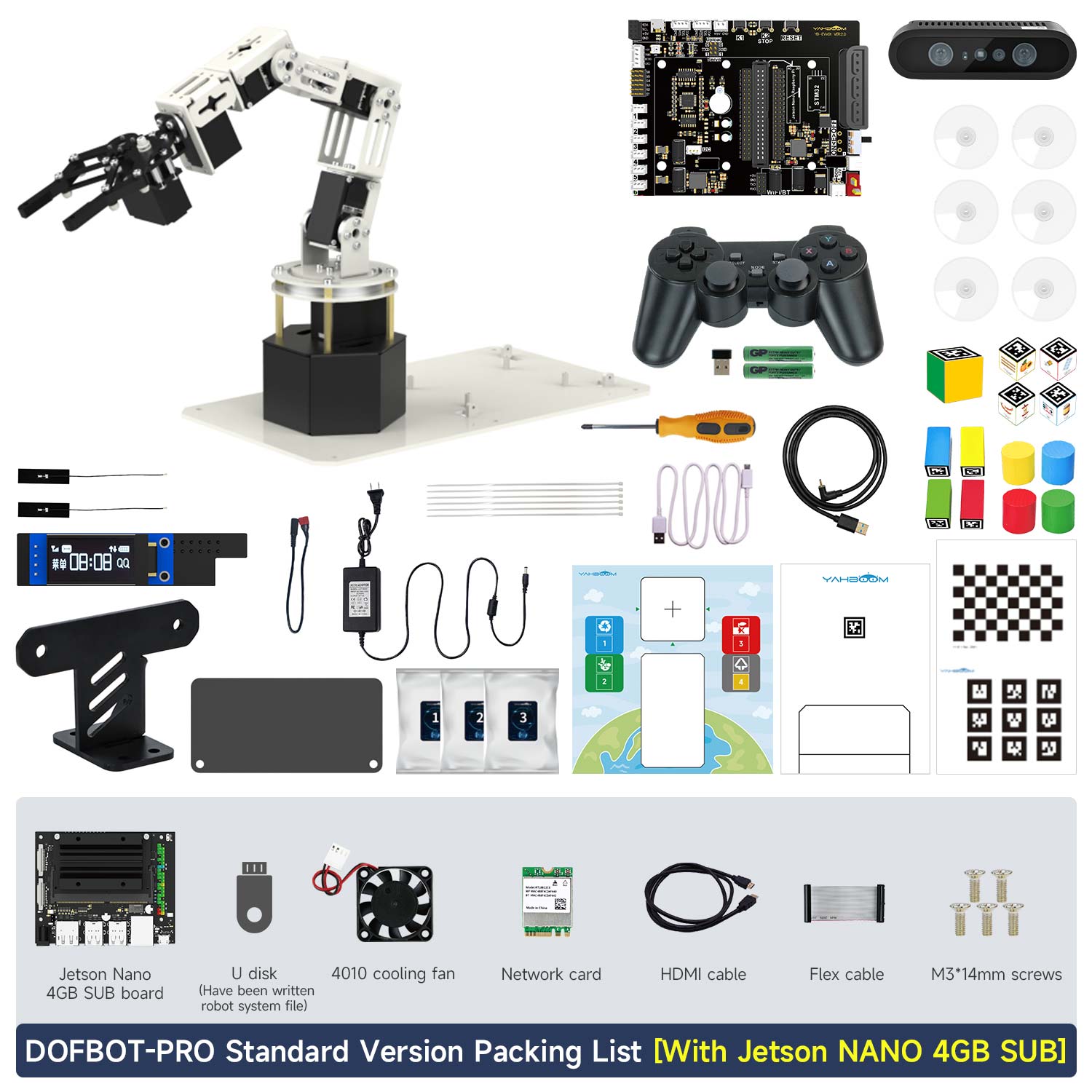 Yahboom DOFBOT Pro AI Large Model STEM Education Python 3D Depth Vision Robotic Arm for Jetson NANO 4GB/Orin NANO SUPE/Orin NX SUPER