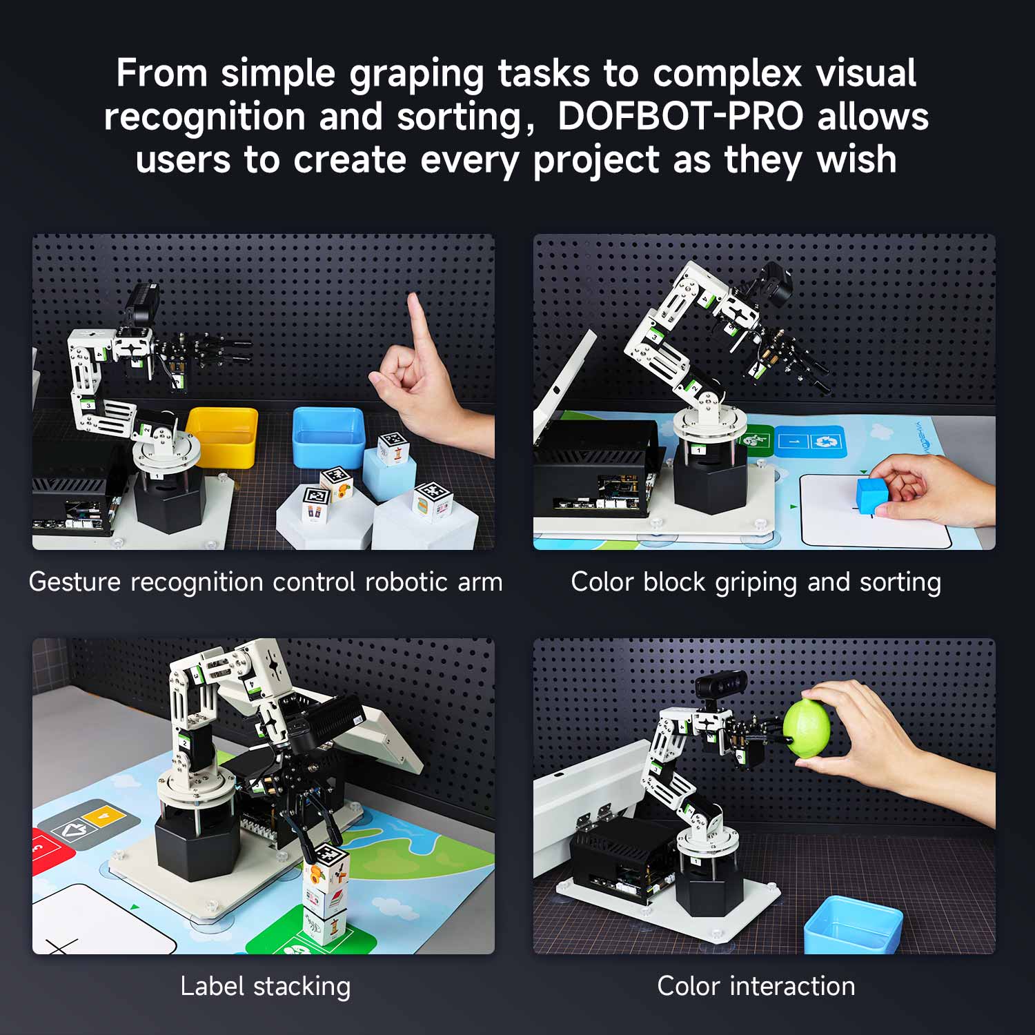 Yahboom DOFBOT Pro AI Large Model STEM Education Python 3D Depth Vision Robotic Arm for Jetson NANO 4GB/Orin NANO SUPE/Orin NX SUPER