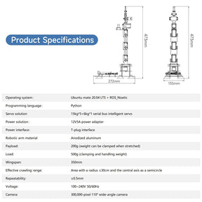 Yahboom DOFBOT SE AI Vision Robotic Arm STEM Education Python Programming Robot ROS Python Programming
