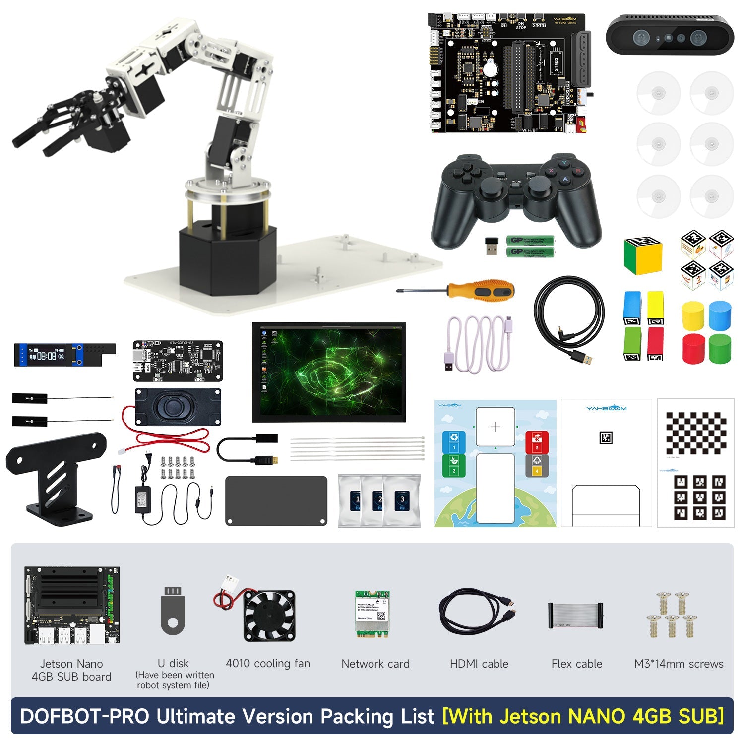 Yahboom DOFBOT Pro AI Large Model STEM Education Python 3D Depth Vision Robotic Arm for Jetson NANO 4GB/Orin NANO SUPE/Orin NX SUPER