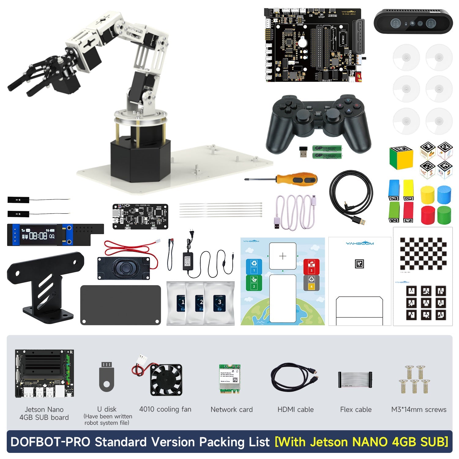 Yahboom DOFBOT Pro AI Large Model STEM Education Python 3D Depth Vision Robotic Arm for Jetson NANO 4GB/Orin NANO SUPE/Orin NX SUPER