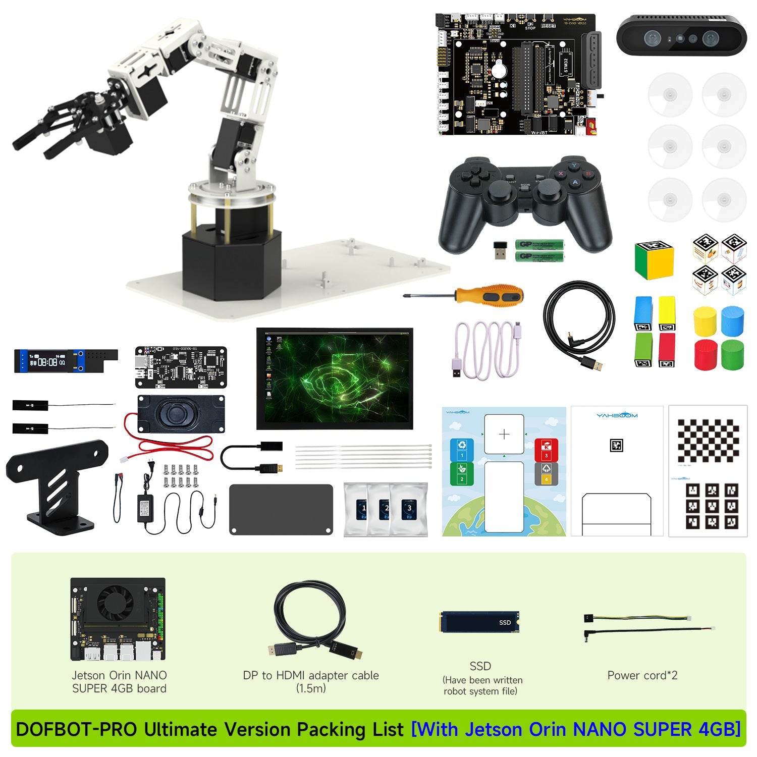 Yahboom DOFBOT Pro AI Large Model STEM Education Python 3D Depth Vision Robotic Arm for Jetson NANO 4GB/Orin NANO SUPE/Orin NX SUPER