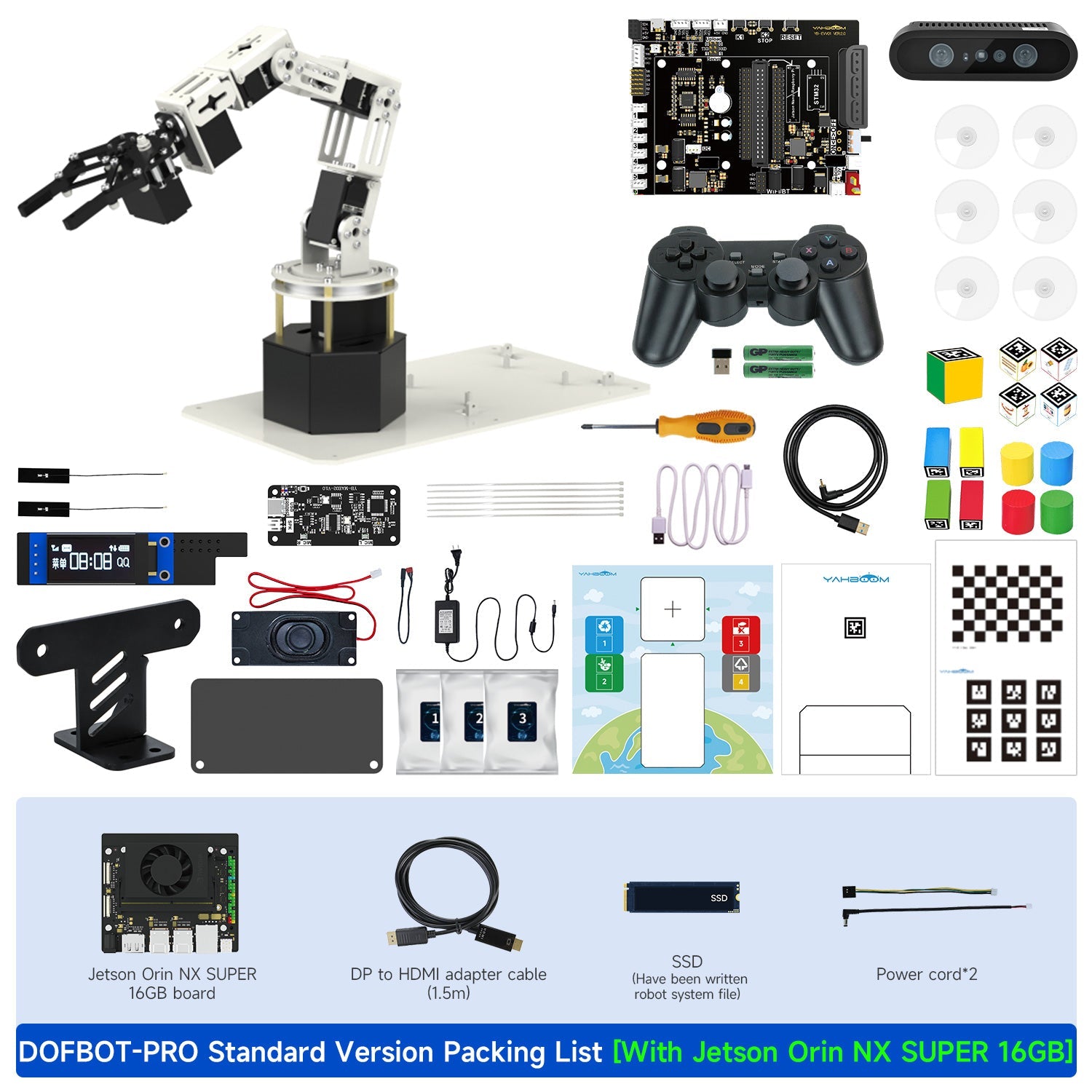 Yahboom DOFBOT Pro AI Large Model STEM Education Python 3D Depth Vision Robotic Arm for Jetson NANO 4GB/Orin NANO SUPE/Orin NX SUPER