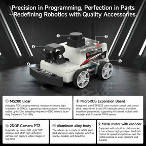 Yahboom MicroROS-Pi5 ROS2 STEM Education Python Programming Robot Car for Raspberry Pi 5 (ROS2-HUMBLE + Python3)