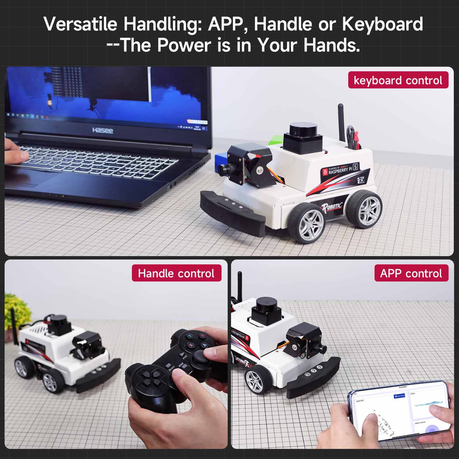 Yahboom MicroROS-Pi5 ROS2 STEM Education Python Programming Robot Car for Raspberry Pi 5 (ROS2-HUMBLE + Python3)