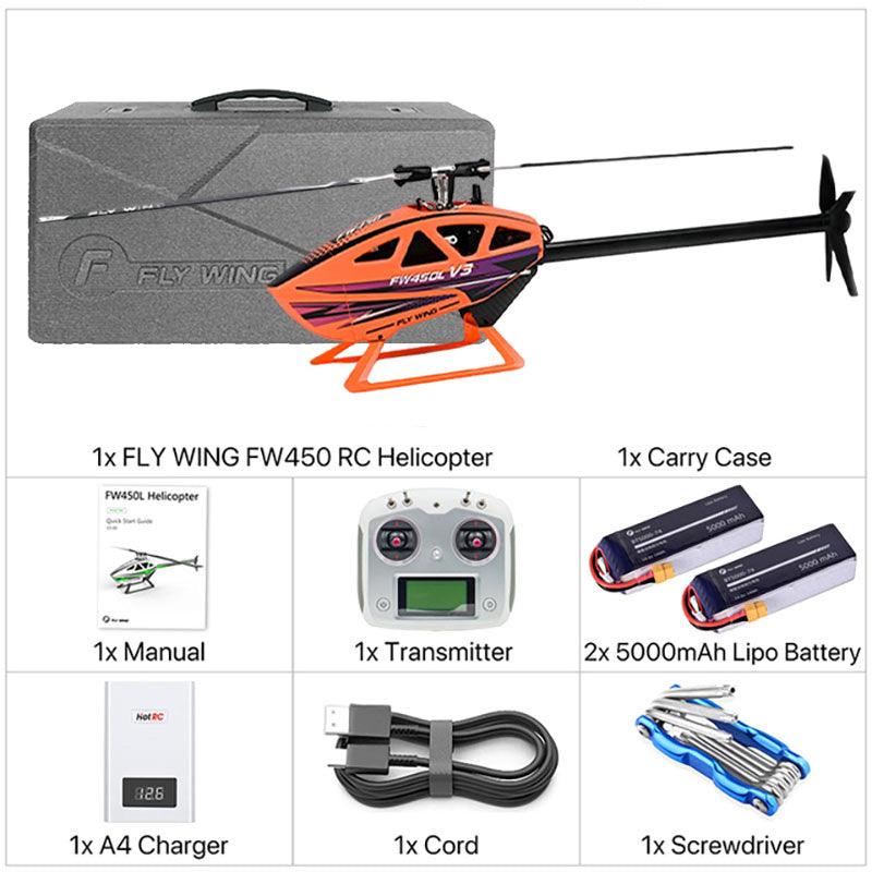 FLYWING FW450L V3 3D Auto Acrobatics GPS Altitude Hold RC Helicopter RTF Upgraded ACE flight control System