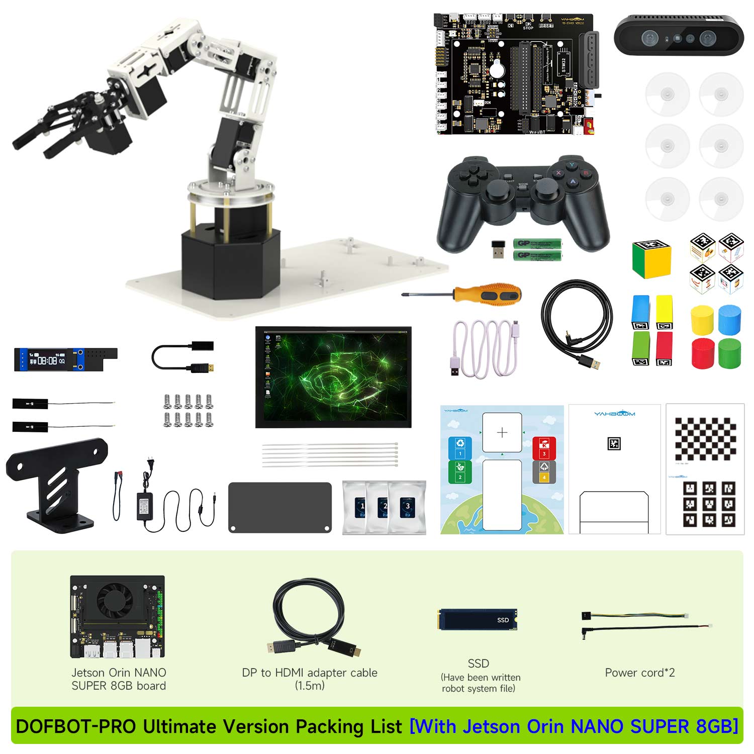 Yahboom DOFBOT Pro AI Large Model STEM Education Python 3D Depth Vision Robotic Arm for Jetson NANO 4GB/Orin NANO SUPE/Orin NX SUPER