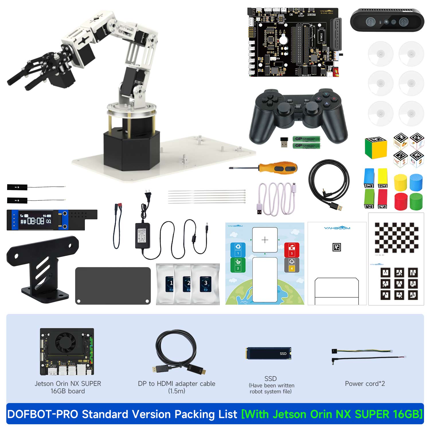 Yahboom DOFBOT Pro AI Large Model STEM Education Python 3D Depth Vision Robotic Arm for Jetson NANO 4GB/Orin NANO SUPE/Orin NX SUPER