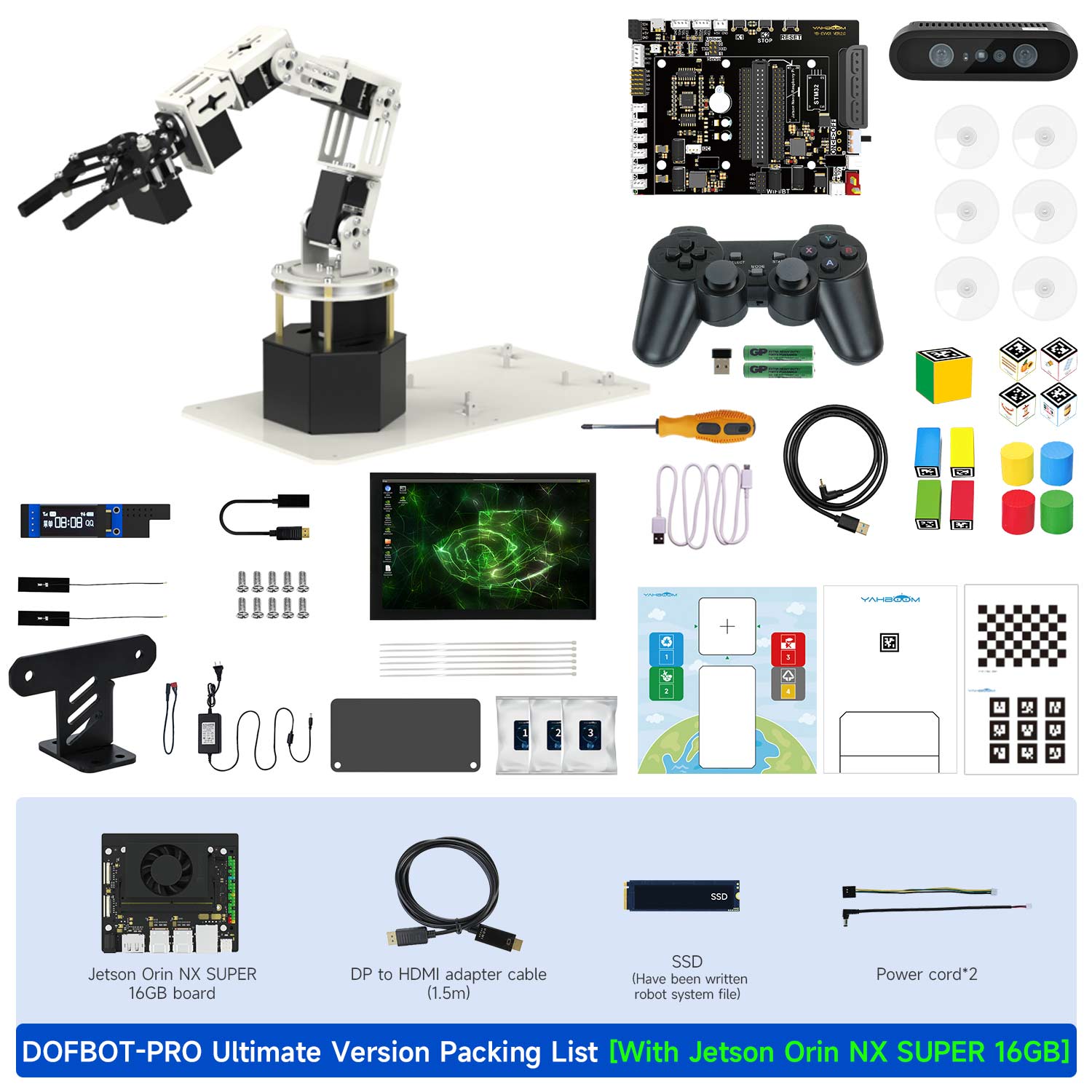 Yahboom DOFBOT Pro AI Large Model STEM Education Python 3D Depth Vision Robotic Arm for Jetson NANO 4GB/Orin NANO SUPE/Orin NX SUPER