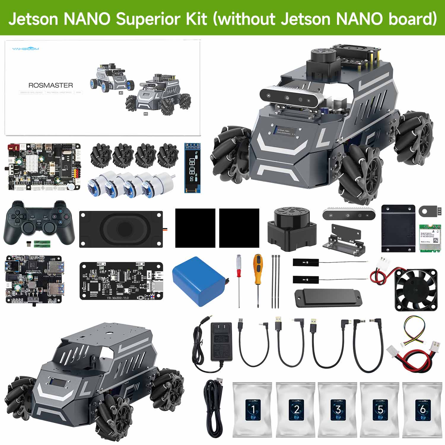 ROSMASTER M1 AI Large Model ROS2 STEM Education Python Programming Robot Mecanum Wheel for Jetson NANO 4GB/Orin NANO SUPER/RDK X5/RaspberryPi 5